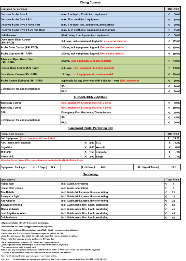 Price List - Ducks Superior